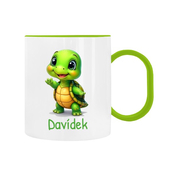 Dětský hrnek plastový  s potiskem Želvička se jménem